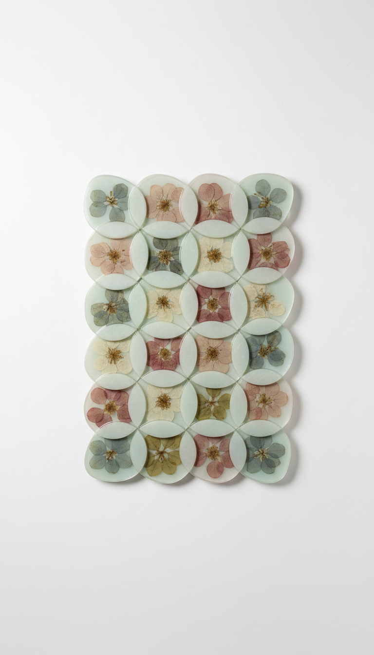 Pale Jade Flower-Inclusion Wall Art
