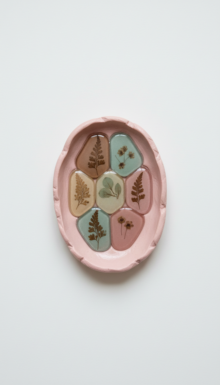 Blush Clay Botanical Resin Jewelry Dish